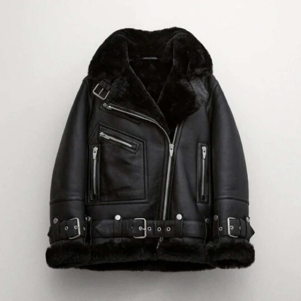 The Arrivals
Moya Leather amp Dyed Shearling Coat
Black, Medium